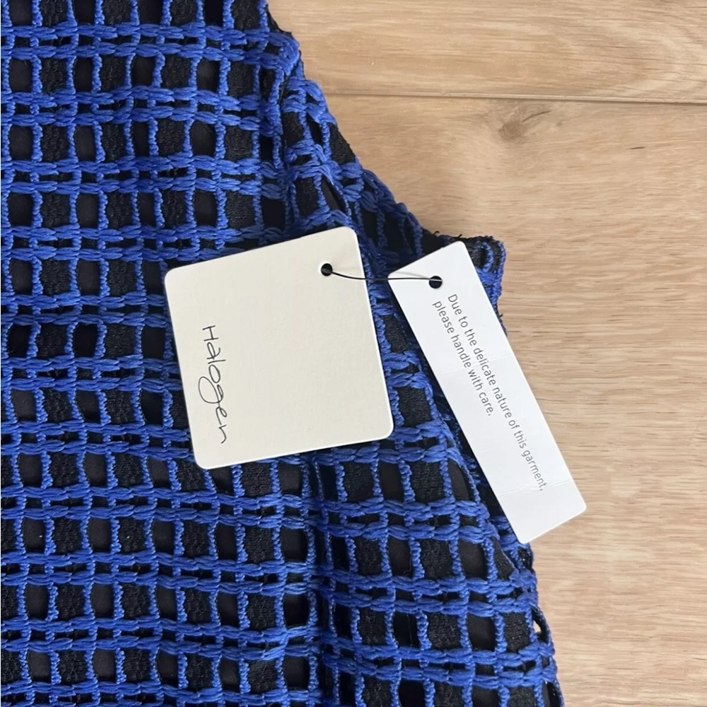 NWT Halogen Women Dress Size L Blue Indigo Black Sleeveless Crew $98 Retail - Picture 3 of 6